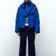 Damen Steppjacke mit hochgeschlossenem Kragen und kontrastierendem Bindegürtel WW