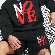 Damen Sportliches Sweatshirt- und Shorts-Set mit auffälligem Druck WW