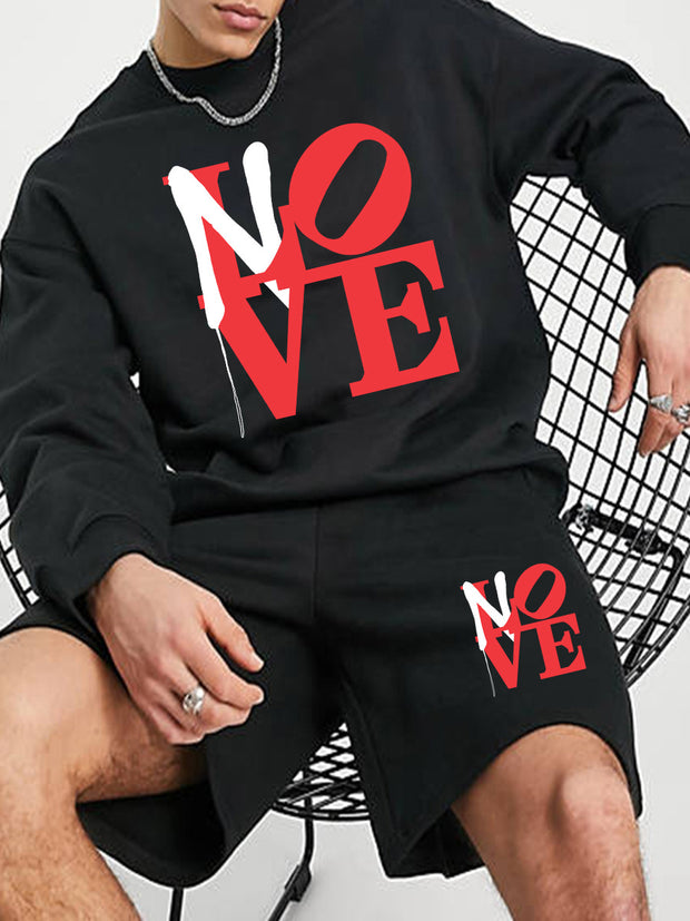 Damen Sportliches Sweatshirt- und Shorts-Set mit auffälligem Druck WW