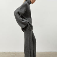 Damen Softer Strickpullover und lässige Hosen im Set WW