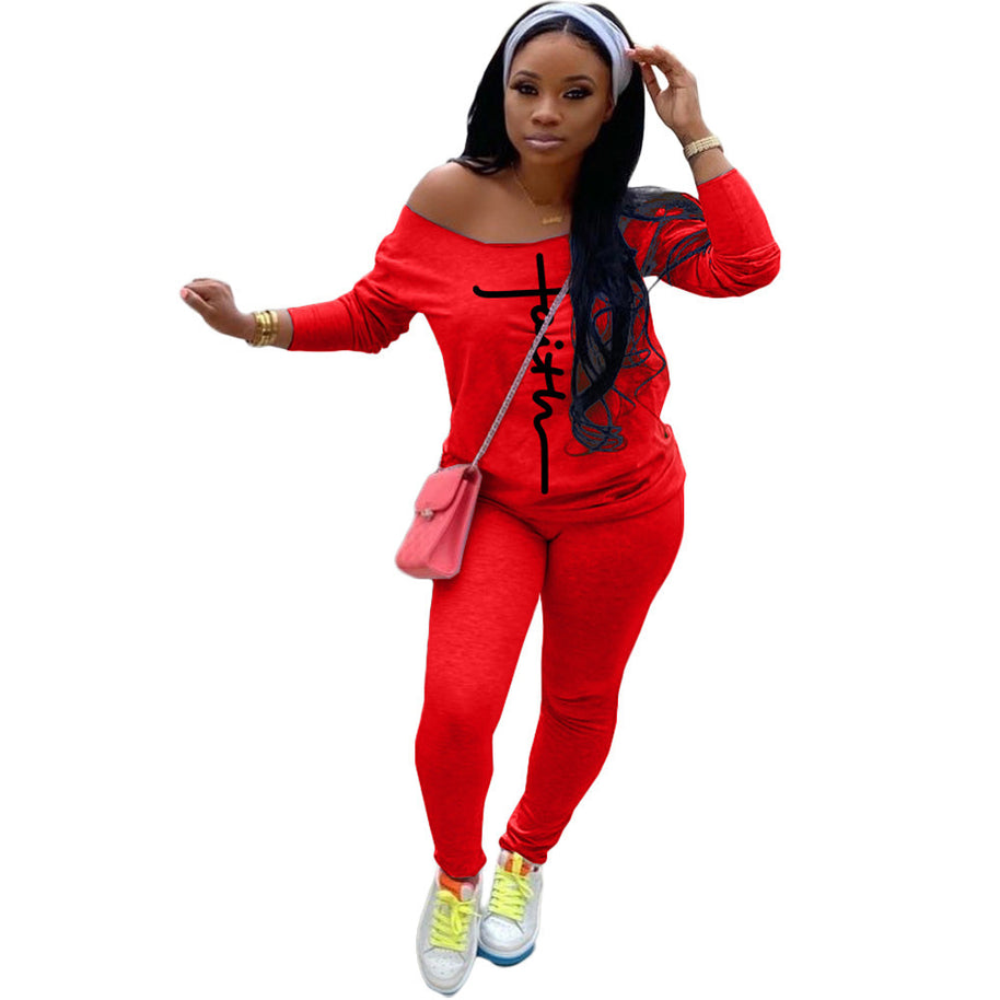 Damen Bequemes Off-Shoulder Jumpsuit mit modischem Print und elastischem Bund WW