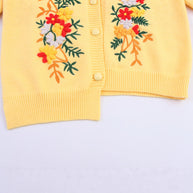 Damen Strickjacke mit floralem Stickdesign und Knopfverschluss WW