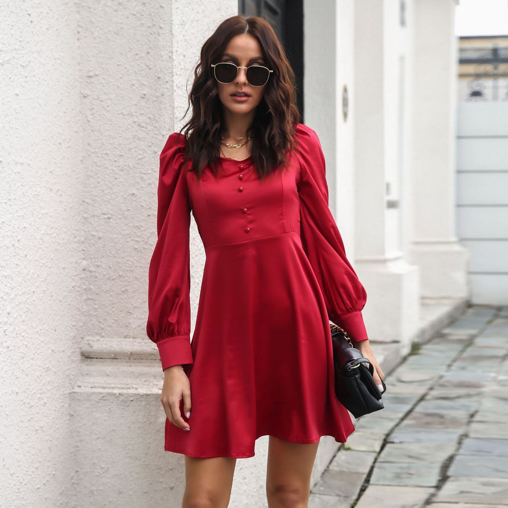 WW | Off The Shoulder Langarm Baby Doll Kleid