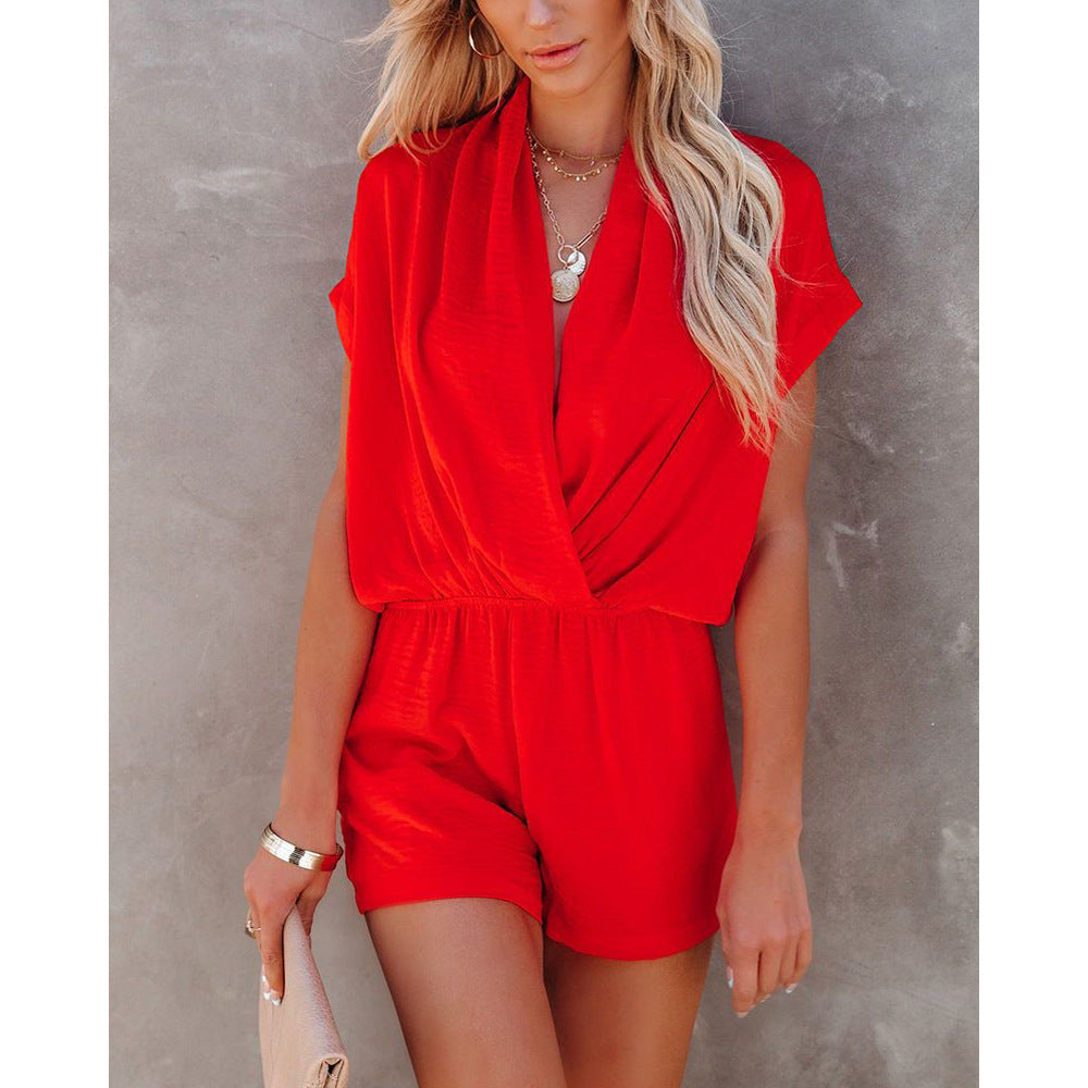 WW | Frühling Sommer Sexy V-Ausschnitt Lockere Bequeme Overalls Zuhause Multi Farbe Einteilige Kleidung Frauen