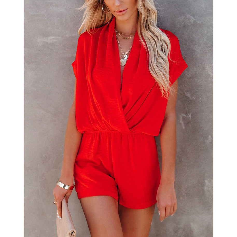 WW | Frühling Sommer Sexy V-Ausschnitt Lockere Bequeme Overalls Zuhause Multi Farbe Einteilige Kleidung Frauen