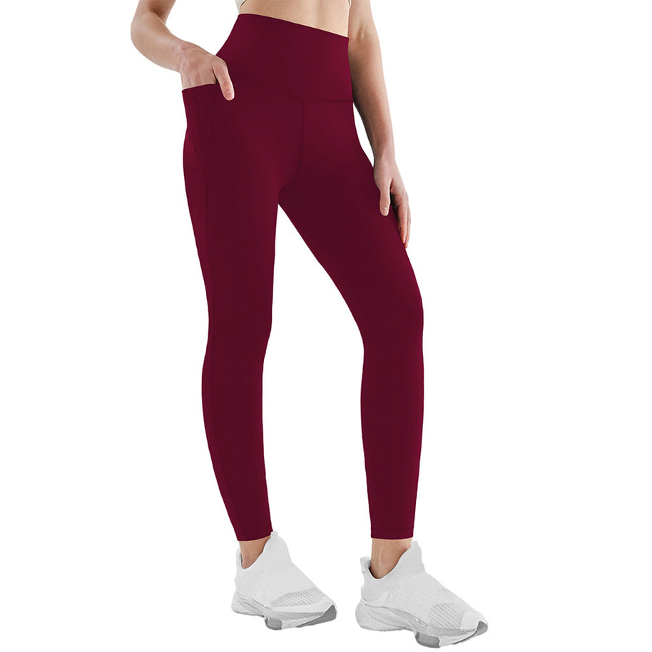 Damen Athletische Stretch-Leggings mit hoher Taille und seitlichen Taschen WW