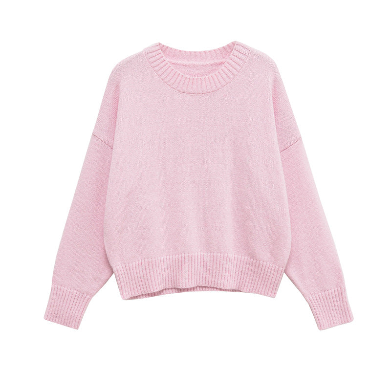 Damen Bequemer Oversize-Pullover mit Rundhalsausschnitt und breiten Bündchen WW