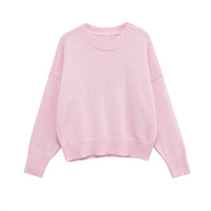 Damen Bequemer Oversize-Pullover mit Rundhalsausschnitt und breiten Bündchen WW