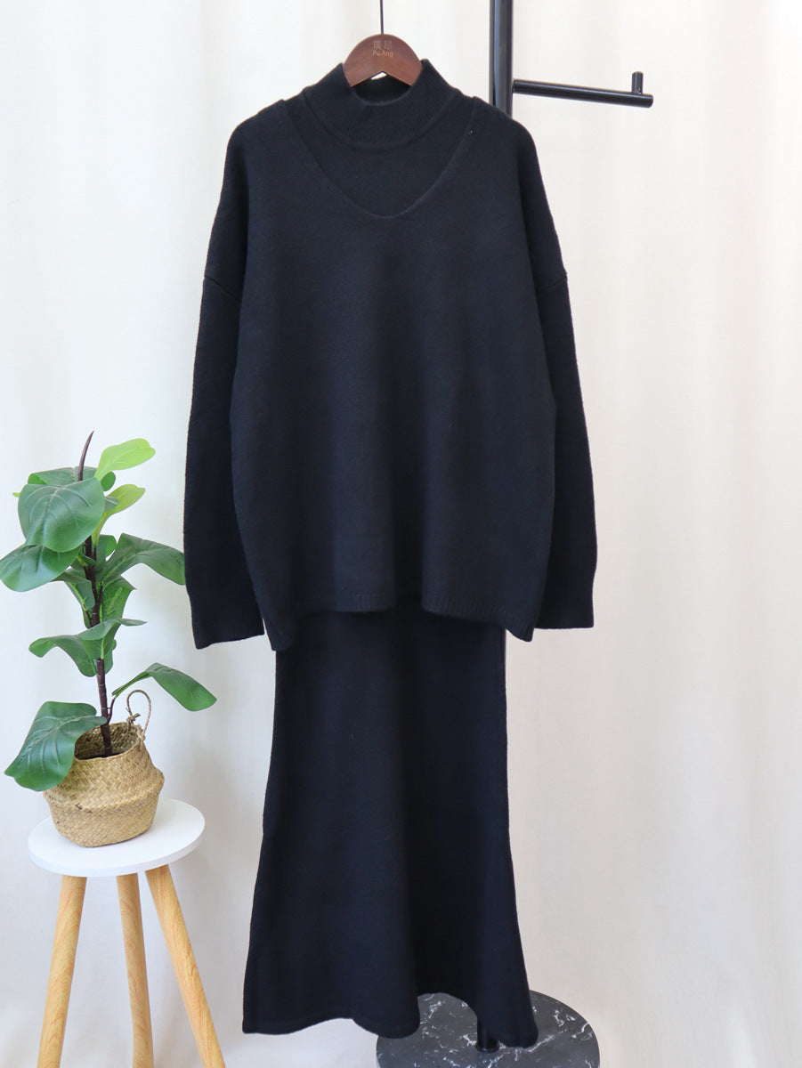 Damen Strickensemble mit weitem Schnitt und V-Ausschnitt WW