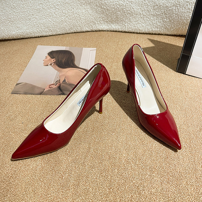 Damen elegante spitze Pumps mit bequemem Blockabsatz und hochwertigem Wildleder-Werk WW