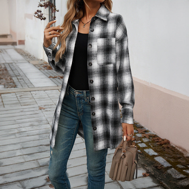 Damen Karierte Overshirt mit lässiger Passform und modernen Details W&W Mode