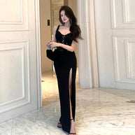 WW | Spitzen-Hochschlitz-Träger-Abendkleid
