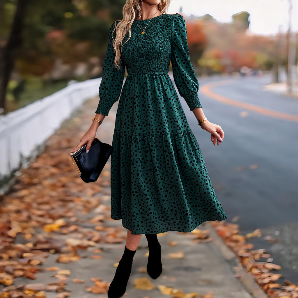 Damen Midi-Kleid mit gerafftem Oberteil und lässiger A-Linie WW