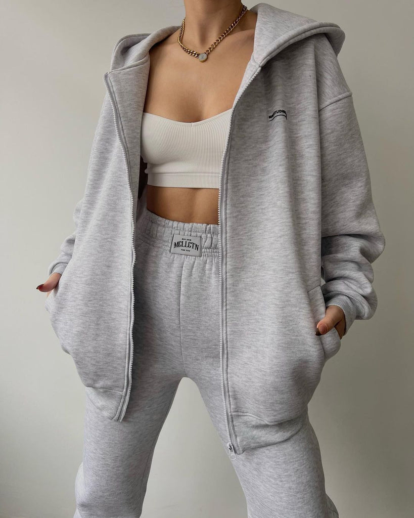 Damen lässiger Oversized Hoodie mit durchgehendem Reißverschluss und praktischen Kängurutaschen WW