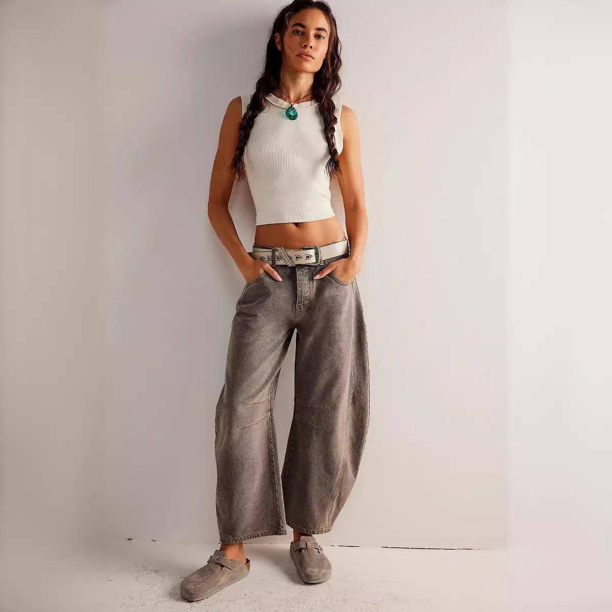 Damen Baggy-Jeans im Modernen Stil WW