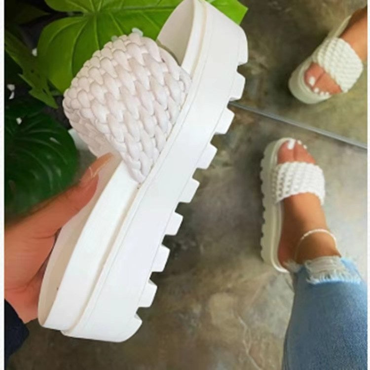 Damen Clogs mit geflochtenem Riemendesign und rutschfester Sohle WW