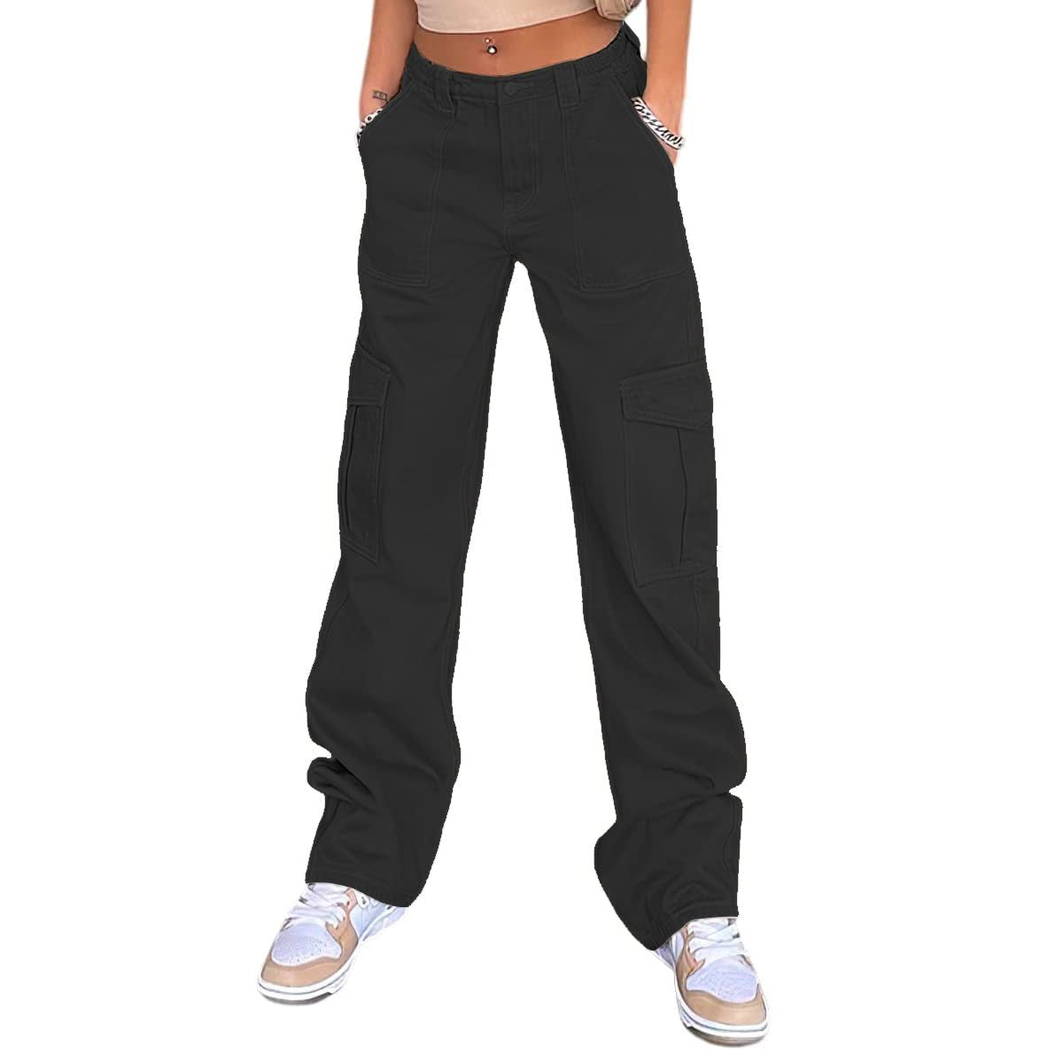 Damen Bequeme Cargo-Hose mit Funktionalen Seitentaschen WW