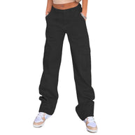 Damen Bequeme Cargo-Hose mit Funktionalen Seitentaschen WW