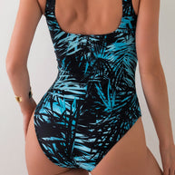 Damen Einteiliger Sport-Badeanzug mit modernen Grafikmustern WW