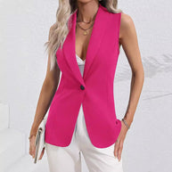 Damen figurbetontes ärmelloses Blazer-Jacke W&W