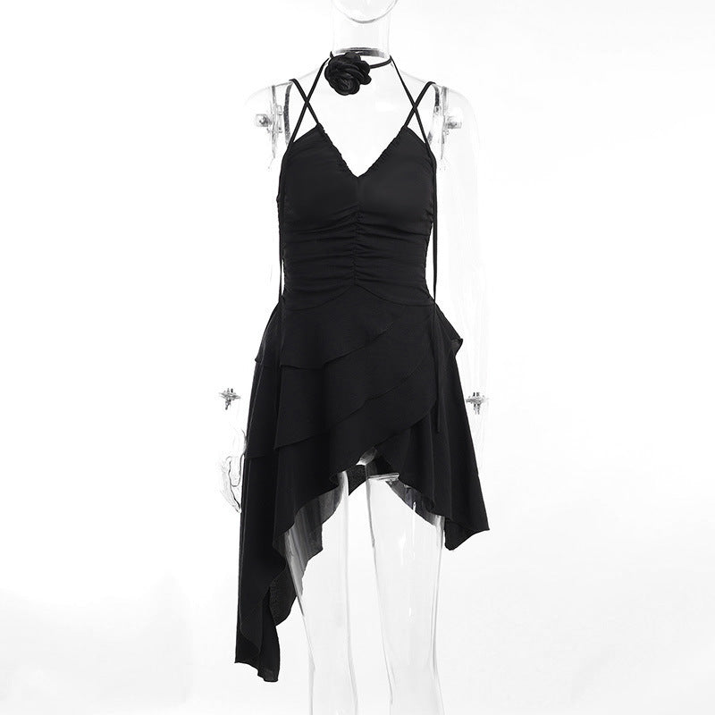 Damen asymmetrisches Sommerkleid mit Rüschendetails W&W