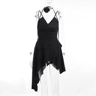 Damen asymmetrisches Sommerkleid mit Rüschendetails W&W