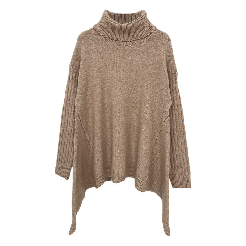 Damen lässiger Pullover mit Stehkragen und asymmetrischem Schnitt W&W Mode