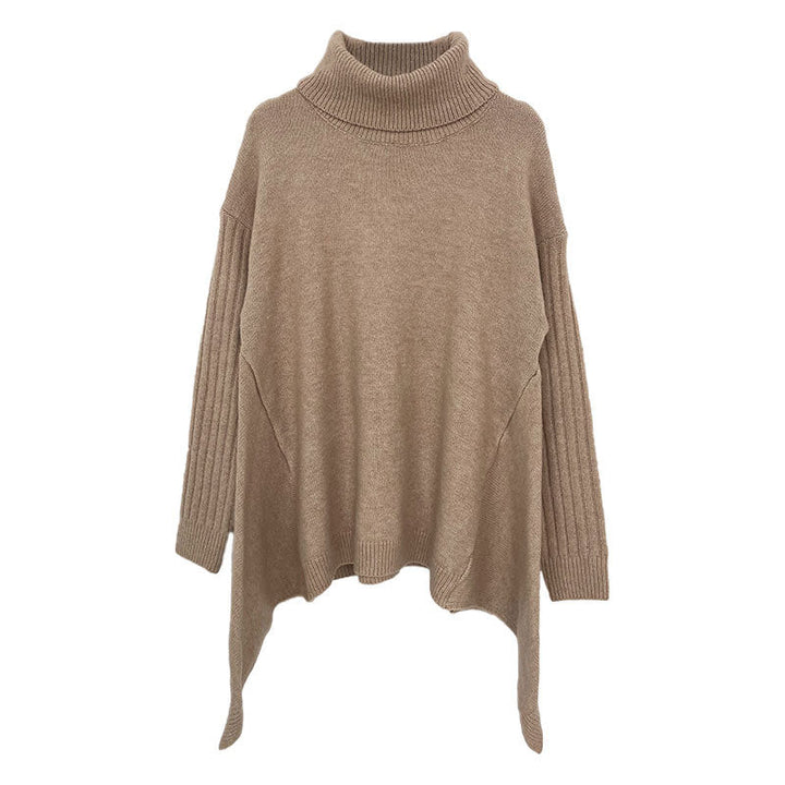 Damen lässiger Pullover mit Stehkragen und asymmetrischem Schnitt W&W Mode