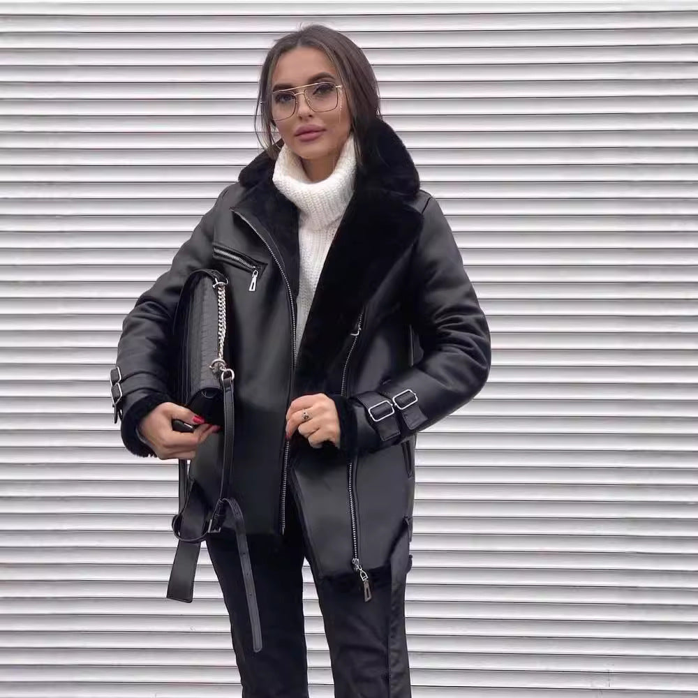 Damen Lederjacke mit kuscheligem Innenfutter WW