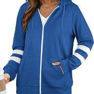 Damen sportliche Kapuzenjacke mit kontrastierenden Streifen WW