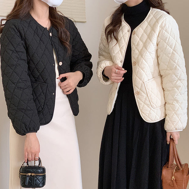 Damen Steppjacke mit praktischem Knopfverschluss und seitlichen Taschen WW