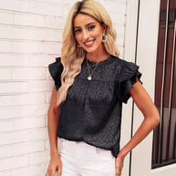 Damen Bluse mit modischen Rüschendetails und elegantem Leopardenmuster WW
