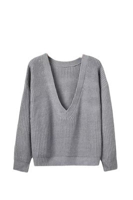 Damen Strickpullover mit tiefem V-Ausschnitt und lässiger Passform WW