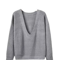 Damen Strickpullover mit tiefem V-Ausschnitt und lässiger Passform WW
