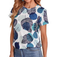 Damen T-Shirt mit elegantem Blätterdruck und lässigem Schnitt WW