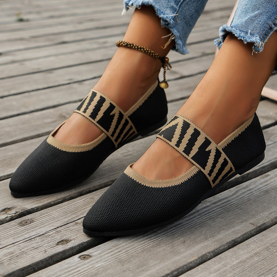 Damen Ballerinas mit elastischer Riemen WW