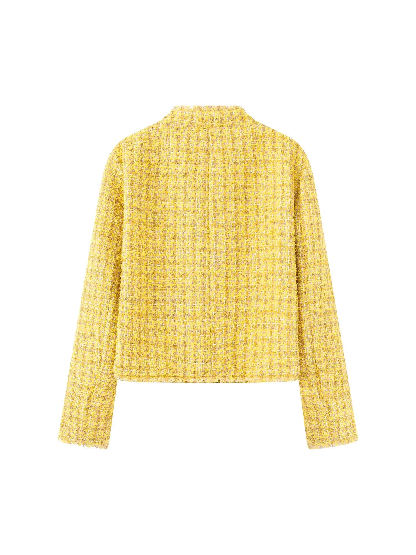 Damen stilvolle Kurzjacke im strukturierten Tweed-Design mit dekorativen Knöpfen WW