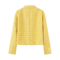 Damen stilvolle Kurzjacke im strukturierten Tweed-Design mit dekorativen Knöpfen WW