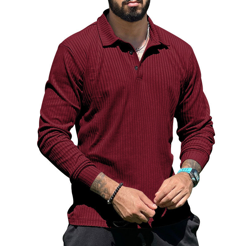 Herren Langarm Poloshirt mit strukturiertem Rippendesign und klassischem Kragen WW