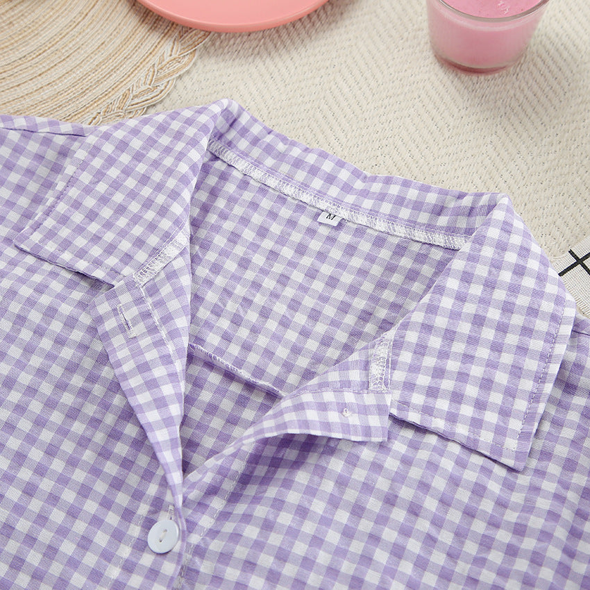 Damen Pyjama-Set mit kariertem Design und kurzen Ärmeln WW