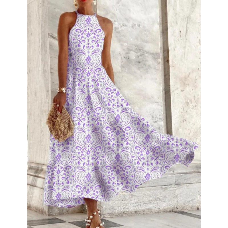 Damen Maxikleid mit elegantem Stehkragen und fließendem Rock W&W Mode