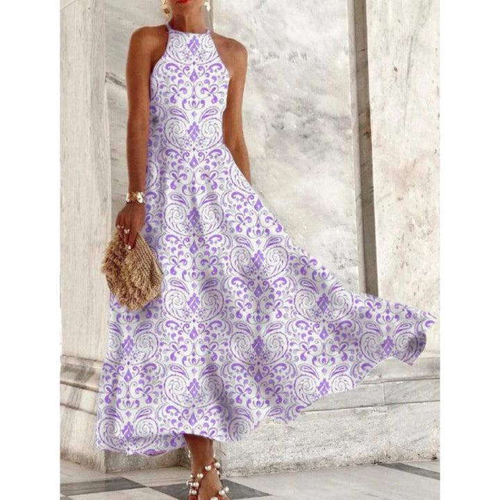 Damen Maxikleid mit elegantem Stehkragen und fließendem Rock W&W Mode