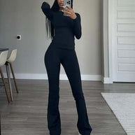 Damen sportlicher Bodysuit mit langem Arm und ausgestelltem Bein WW