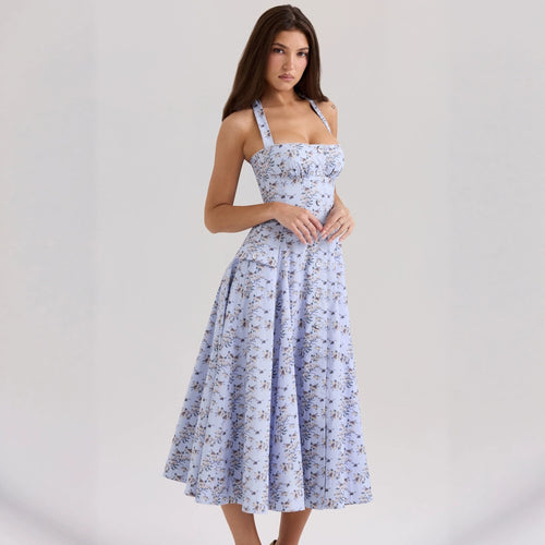 Damen A-Linien Kleid mit schulterfreiem Design und floralem Print WW