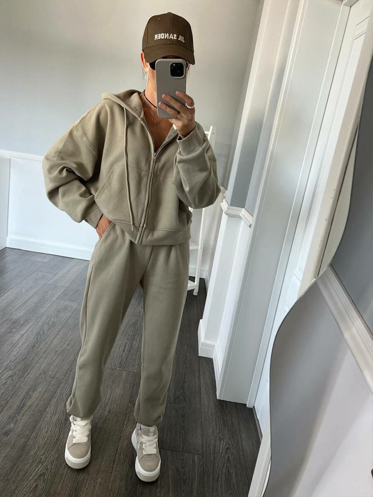 Damen sportliches Fleece-Jogginganzug-Set WW