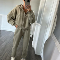Damen sportliches Fleece-Jogginganzug-Set WW