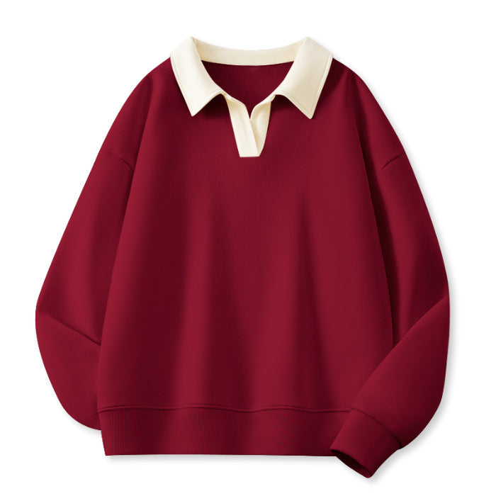 Damen Stilvolles V-Ausschnitt Fleece Pullover Sweatshirt WW