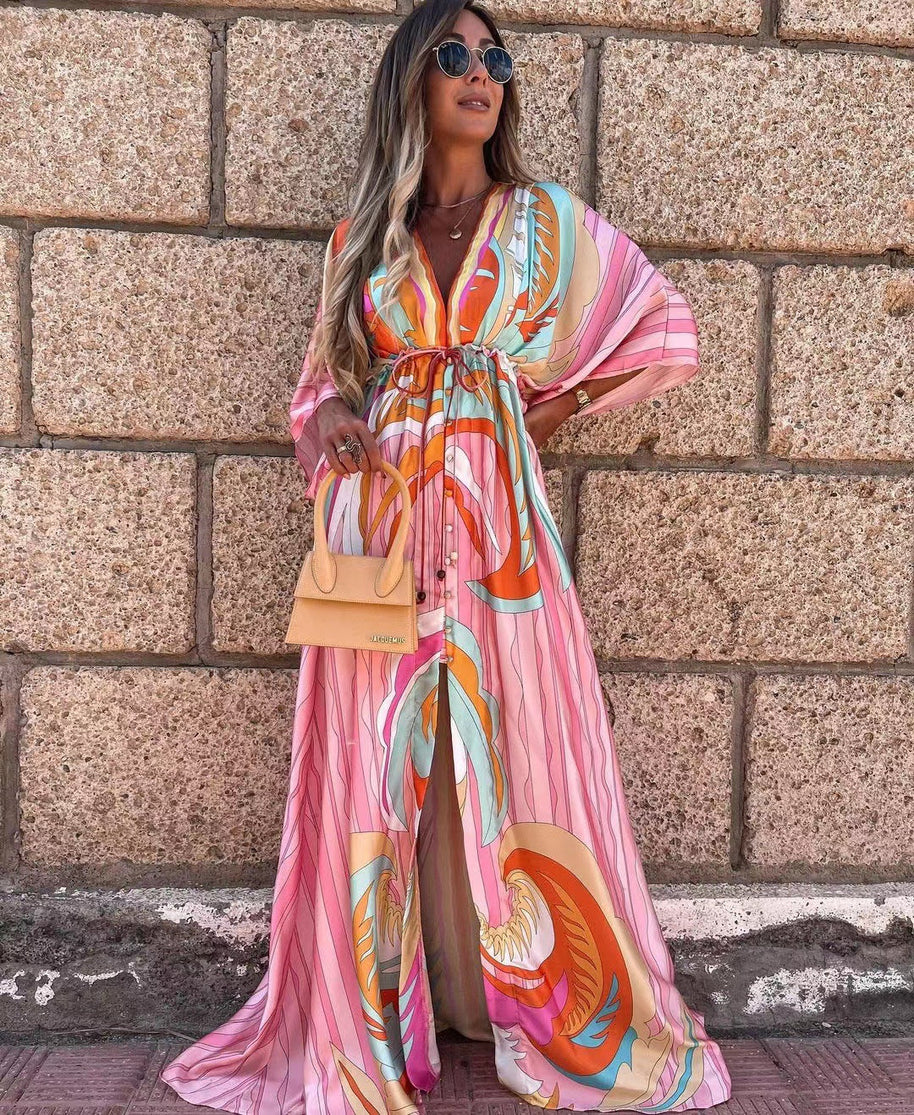 WW | Kurzarm Schwingendes Langkleid