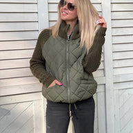 Damen Steppmantel mit wärmeisolierender Strickoberfläche WW