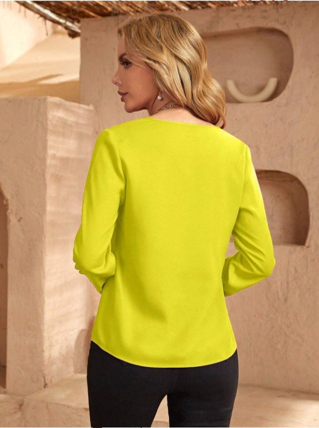 WW | Damen Satinbluse Imitation Seide Shirt